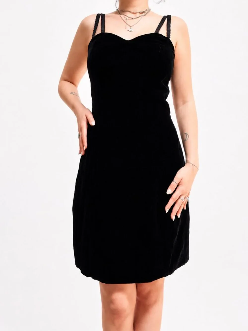 Vintage | Dresses | Vintage 8s 90s Black Velvet Dress | Poshmark
